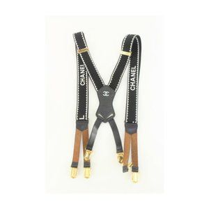 Chanel Limited Runway Black CC Logo Suspenders 37cc811s